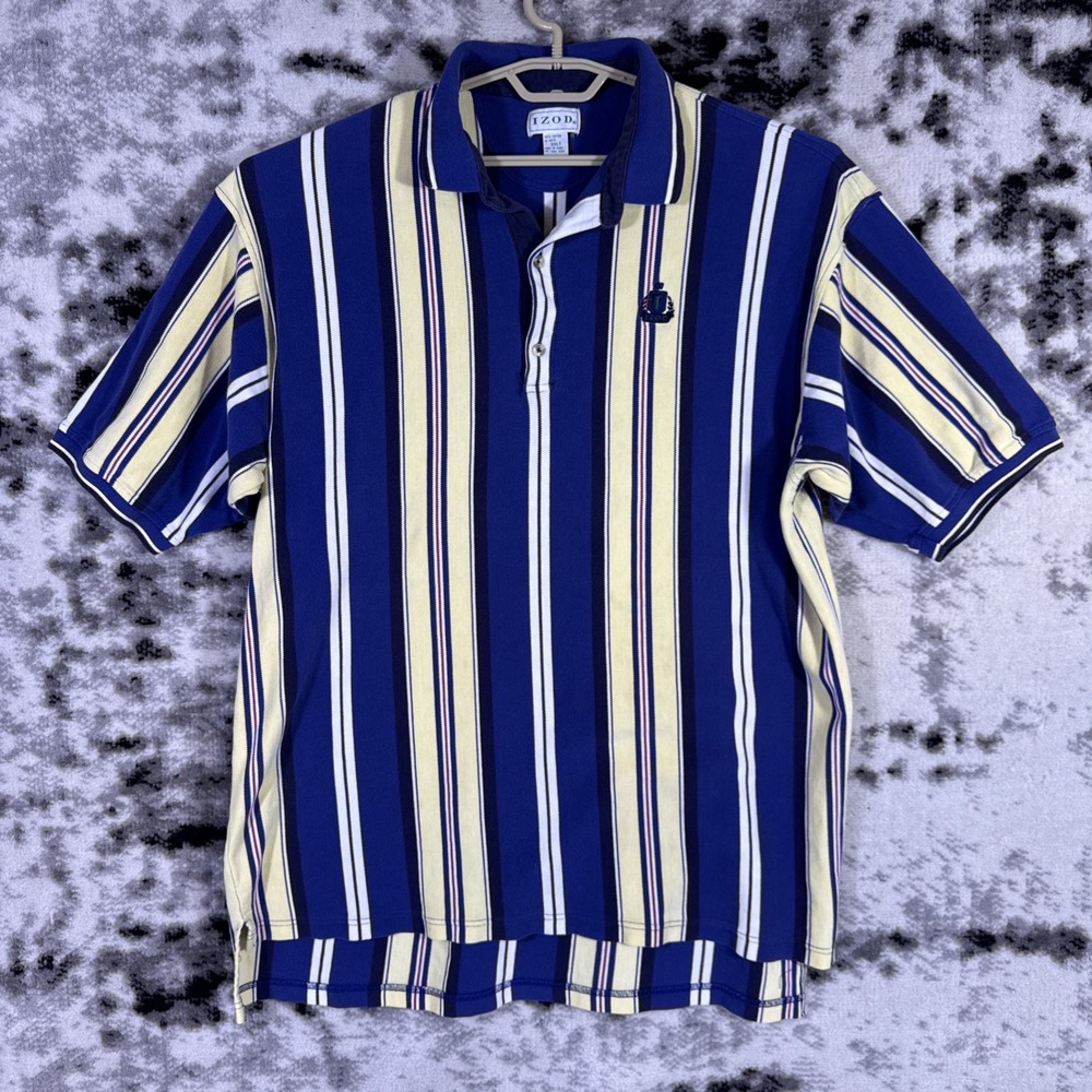 VTG IZOD Polo Shirt Mens Size 3XLT Vertical Striped Preppy Old Money Golf